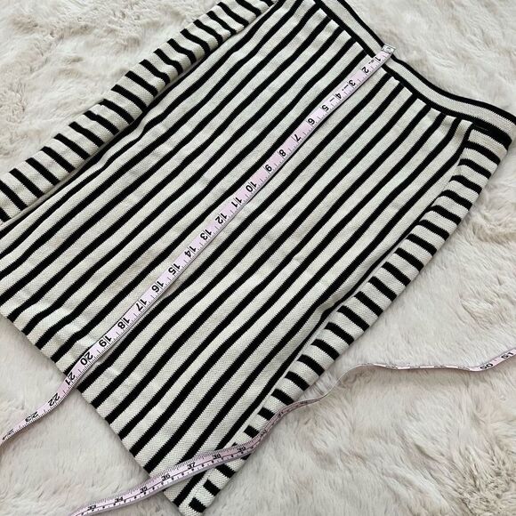 NWT Rebecca Minkoff Kiki Knit Skirt Black Cream Stripes women’s size L - Picture 11 of 12